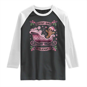 Groovy Pink Christmas Gingerbrad Raglan Shirt Sleigh Girl Sleigh Festive Xmas Holiday Girls TS02 Black White Print Your Wear