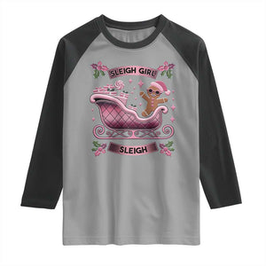 Groovy Pink Christmas Gingerbrad Raglan Shirt Sleigh Girl Sleigh Festive Xmas Holiday Girls TS02 Sport Gray Black Print Your Wear