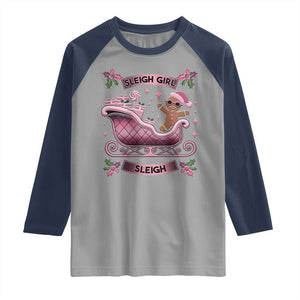 Groovy Pink Christmas Gingerbrad Raglan Shirt Sleigh Girl Sleigh Festive Xmas Holiday Girls TS02 Sport Gray Navy Print Your Wear