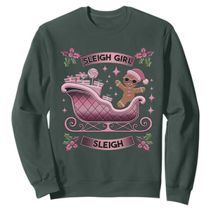 Groovy Pink Christmas Gingerbrad Sweatshirt Sleigh Girl Sleigh Festive Xmas Holiday Girls TS02 Dark Forest Green Print Your Wear