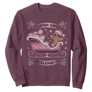 Groovy Pink Christmas Gingerbrad Sweatshirt Sleigh Girl Sleigh Festive Xmas Holiday Girls TS02 Maroon Print Your Wear