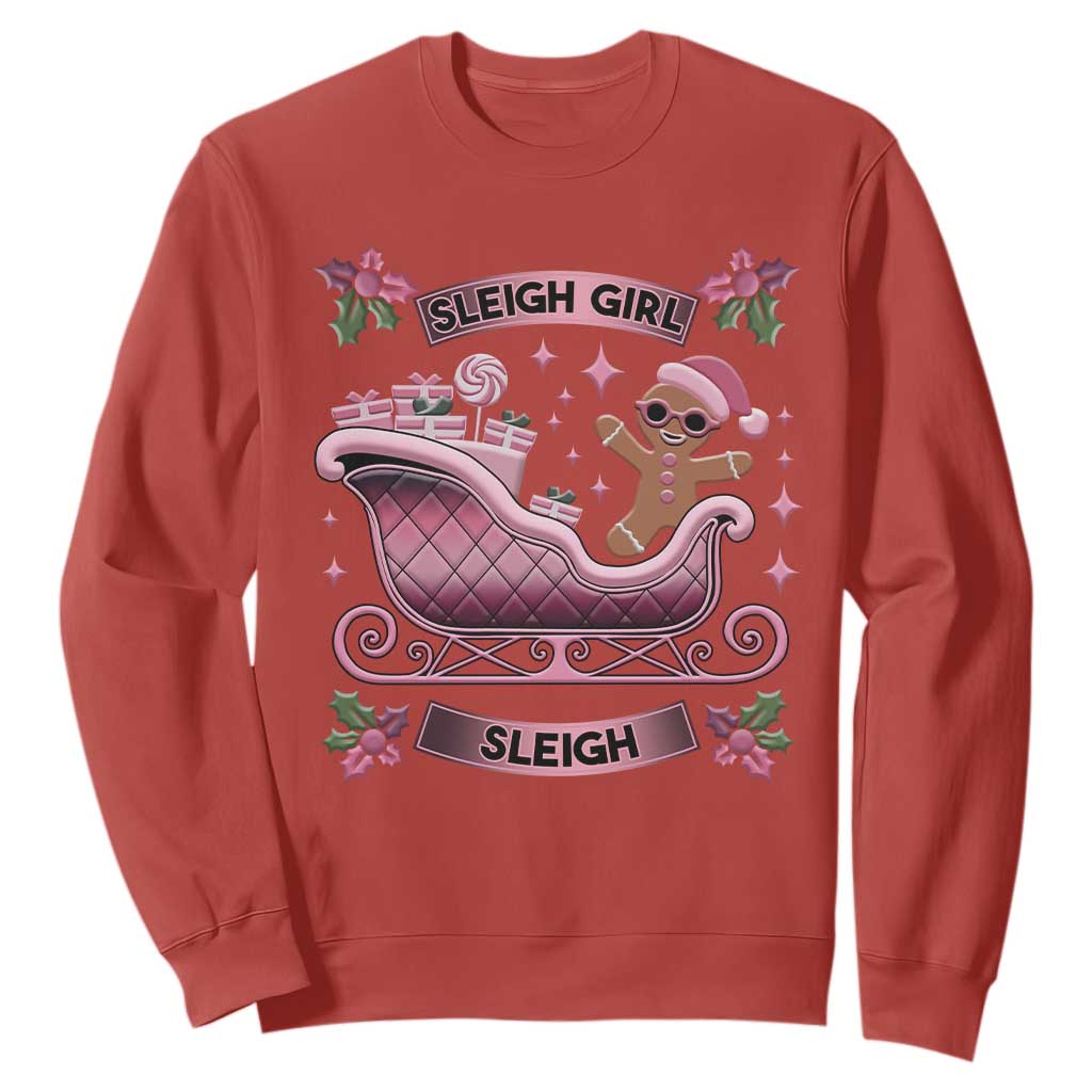 Groovy Pink Christmas Gingerbrad Sweatshirt Sleigh Girl Sleigh Festive Xmas Holiday Girls TS02 Red Print Your Wear