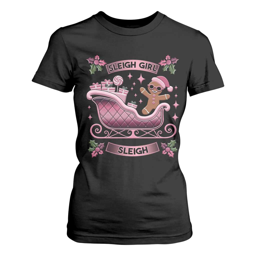 Groovy Pink Christmas Gingerbrad T Shirt For Women Sleigh Girl Sleigh Festive Xmas Holiday Girls TS02 Black Print Your Wear