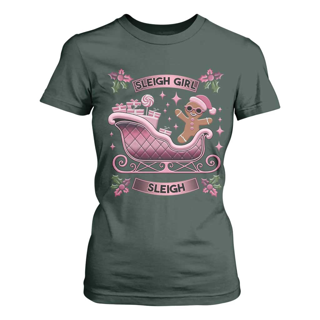 Groovy Pink Christmas Gingerbrad T Shirt For Women Sleigh Girl Sleigh Festive Xmas Holiday Girls TS02 Dark Forest Green Print Your Wear