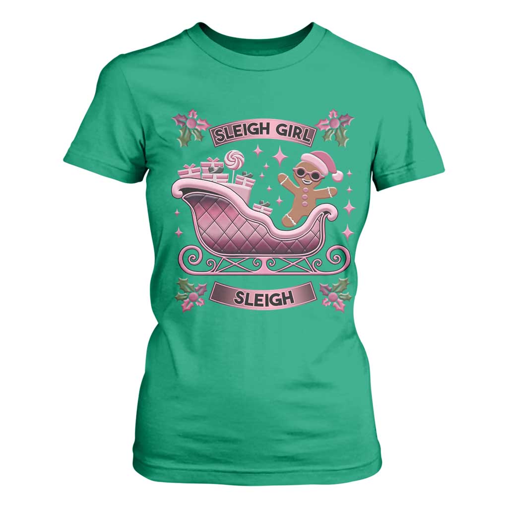 Groovy Pink Christmas Gingerbrad T Shirt For Women Sleigh Girl Sleigh Festive Xmas Holiday Girls TS02 Irish Green Print Your Wear