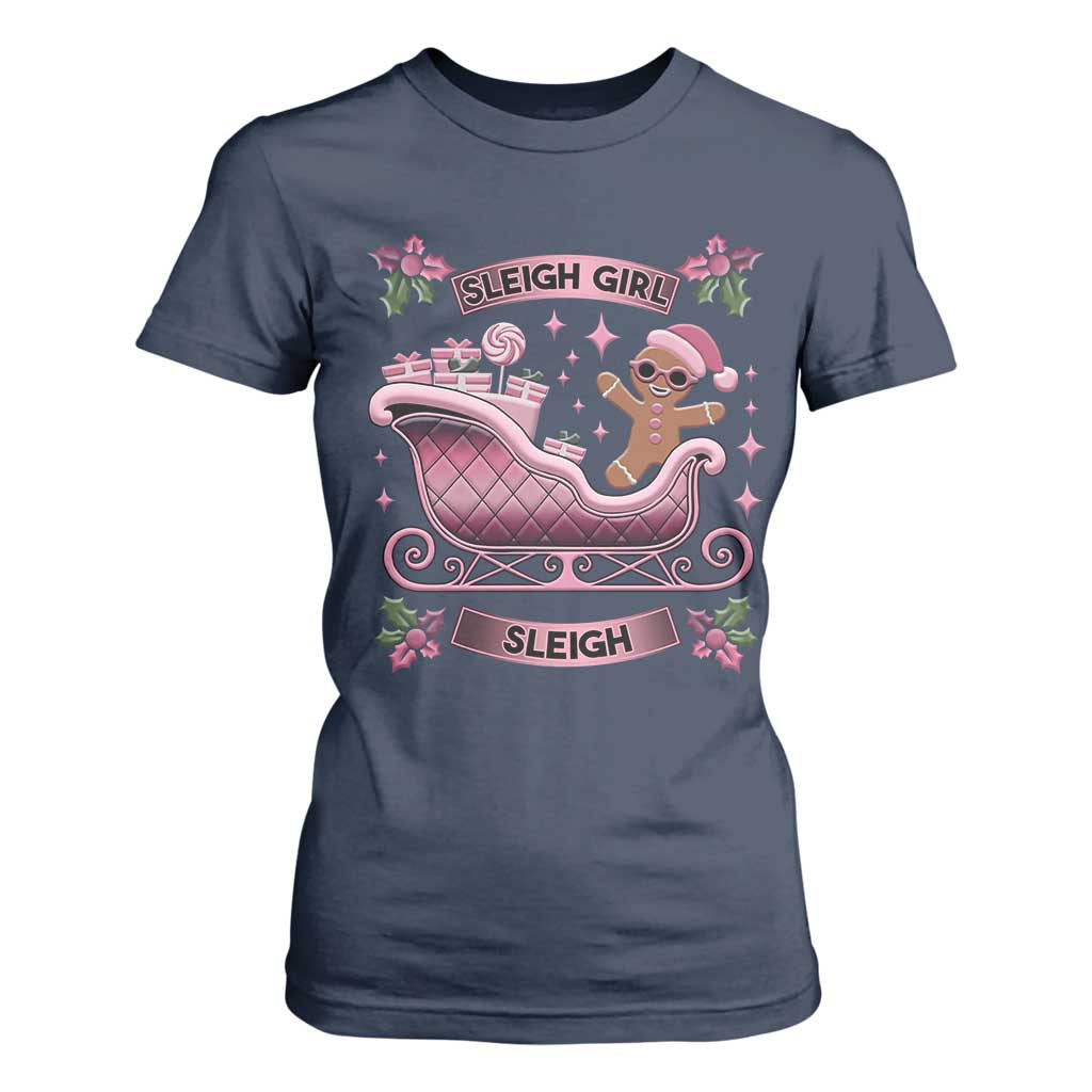 Groovy Pink Christmas Gingerbrad T Shirt For Women Sleigh Girl Sleigh Festive Xmas Holiday Girls TS02 Navy Print Your Wear