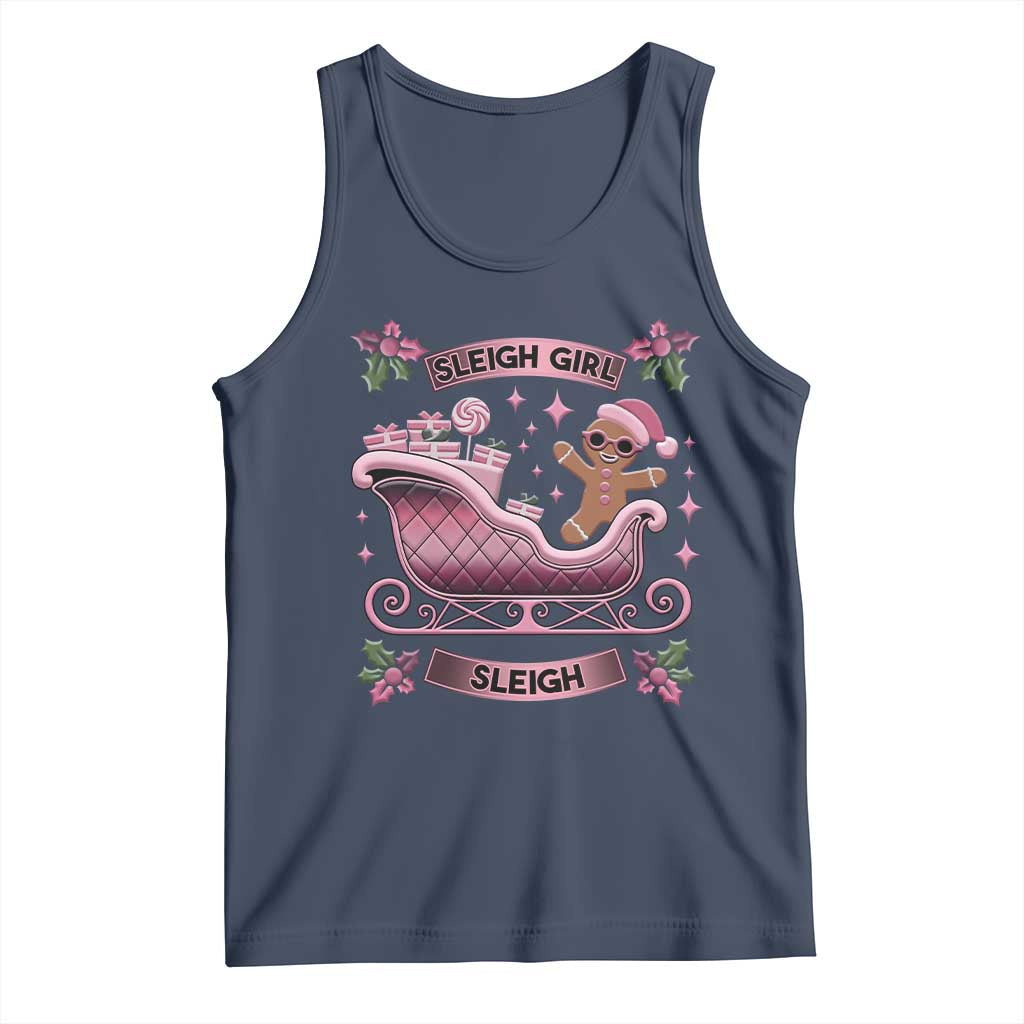 Groovy Pink Christmas Gingerbrad Tank Top Sleigh Girl Sleigh Festive Xmas Holiday Girls TS02 Navy Print Your Wear
