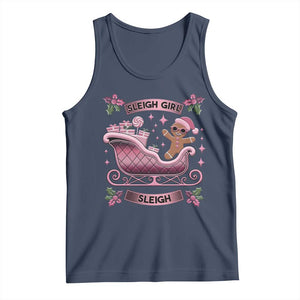 Groovy Pink Christmas Gingerbrad Tank Top Sleigh Girl Sleigh Festive Xmas Holiday Girls TS02 Navy Print Your Wear