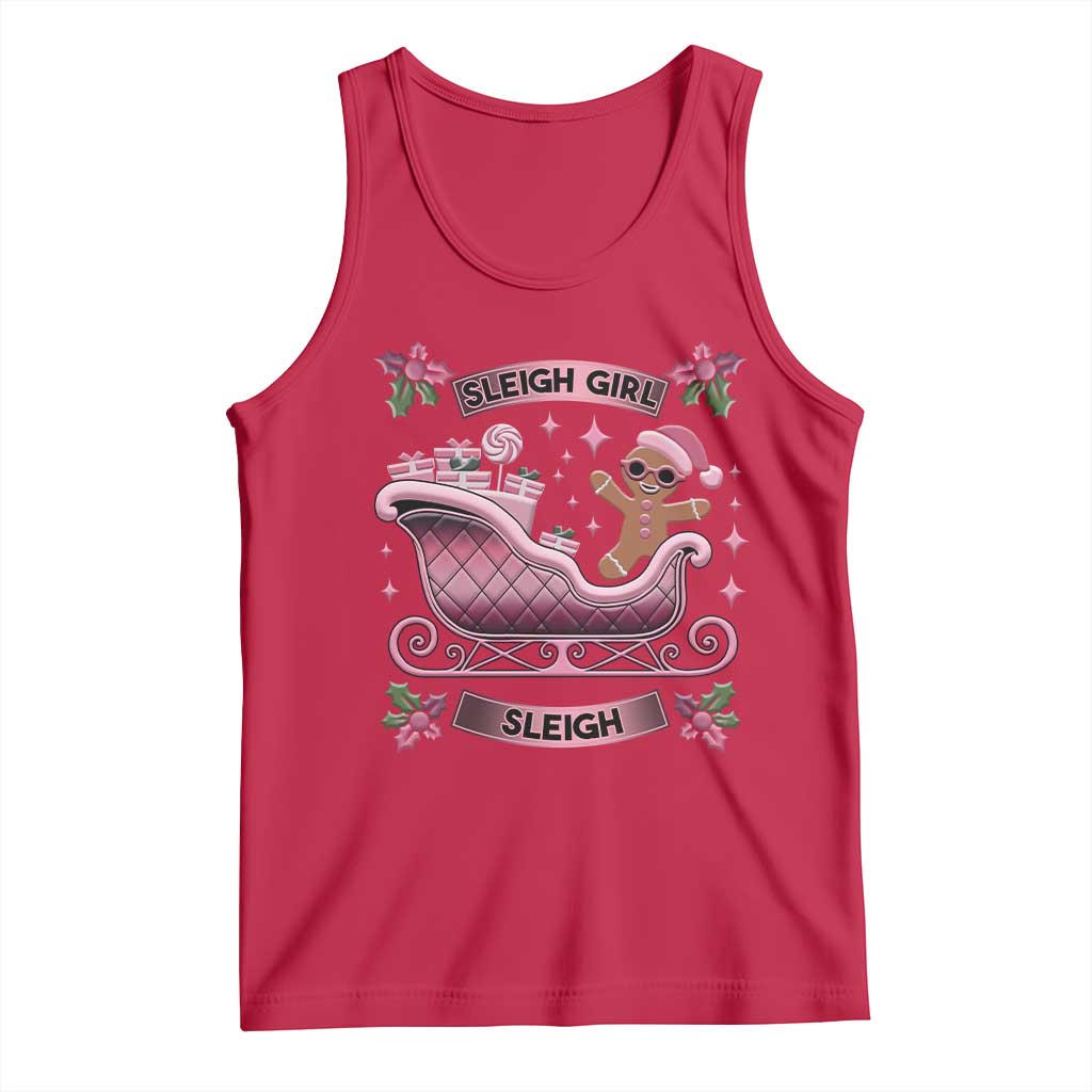 Groovy Pink Christmas Gingerbrad Tank Top Sleigh Girl Sleigh Festive Xmas Holiday Girls TS02 Red Print Your Wear