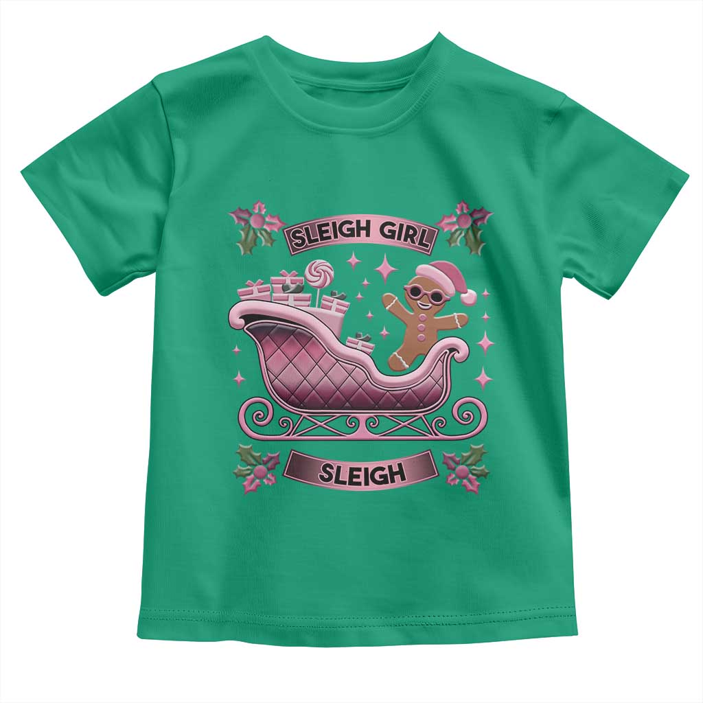 Groovy Pink Christmas Gingerbrad Toddler T Shirt Sleigh Girl Sleigh Festive Xmas Holiday Girls TS02 Irish Green Print Your Wear