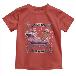 Groovy Pink Christmas Gingerbrad Toddler T Shirt Sleigh Girl Sleigh Festive Xmas Holiday Girls TS02 Red Print Your Wear