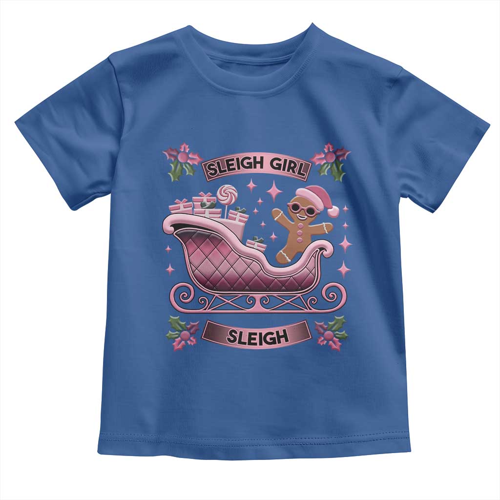 Groovy Pink Christmas Gingerbrad Toddler T Shirt Sleigh Girl Sleigh Festive Xmas Holiday Girls TS02 Royal Blue Print Your Wear