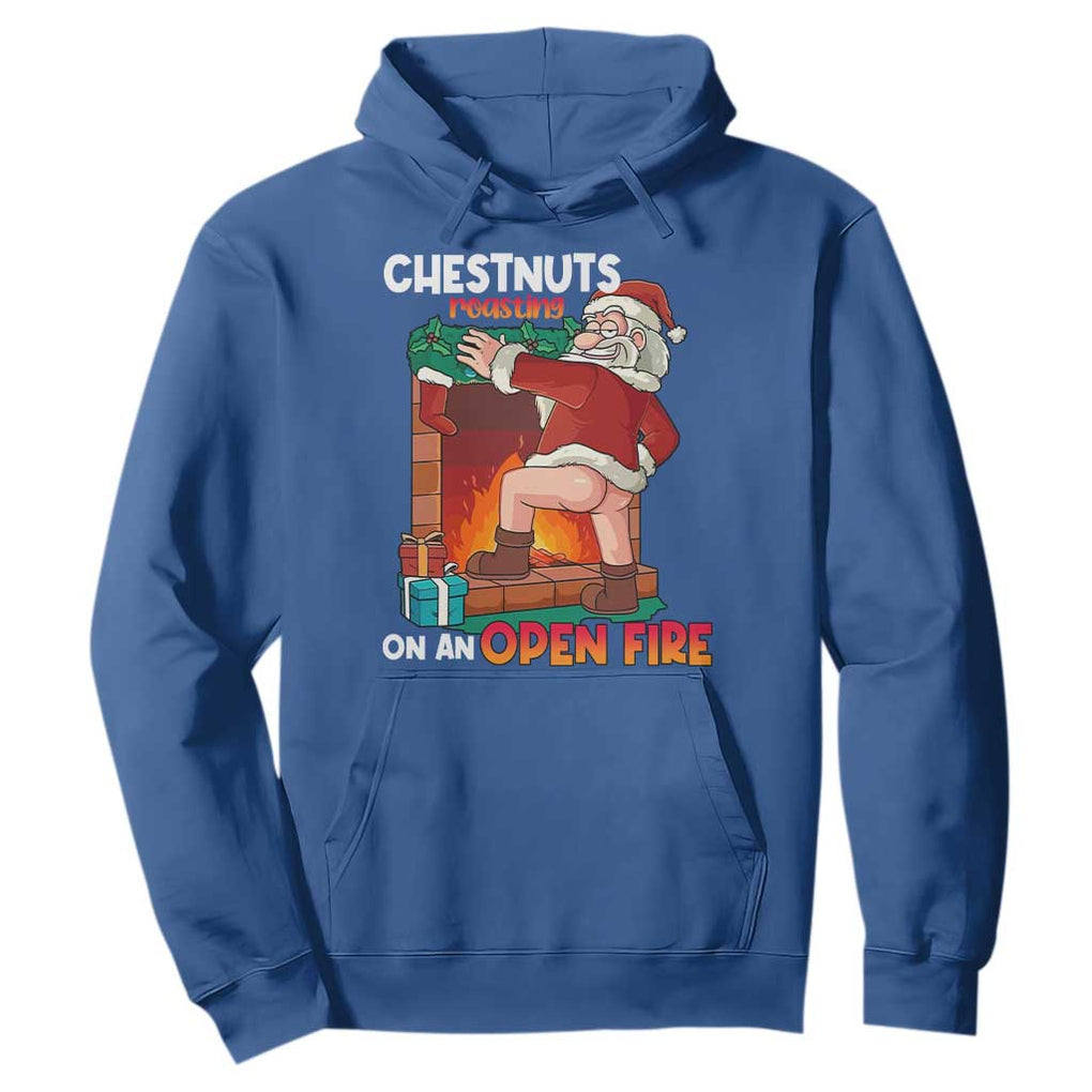 Funny Naughty Santa Hoodie Chestnuts Roasting On An Open Fire Dirty Food Pun Xmas Joke TS02 Royal Blue Print Your Wear