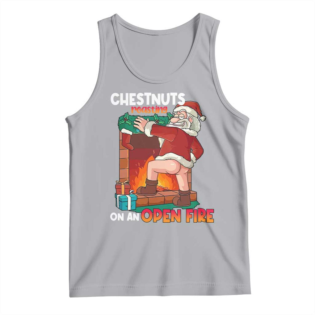 Funny Naughty Santa Tank Top Chestnuts Roasting On An Open Fire Dirty Food Pun Xmas Joke TS02 Athletic Heather Print Your Wear