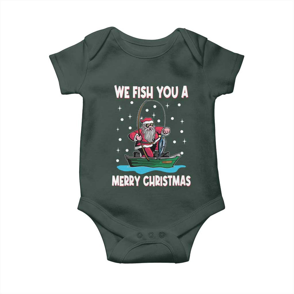 Santa Christmas Boat Fishing Baby Onesie We Fish You A Merry Xmas Fisherman TS02 Print Your Wear