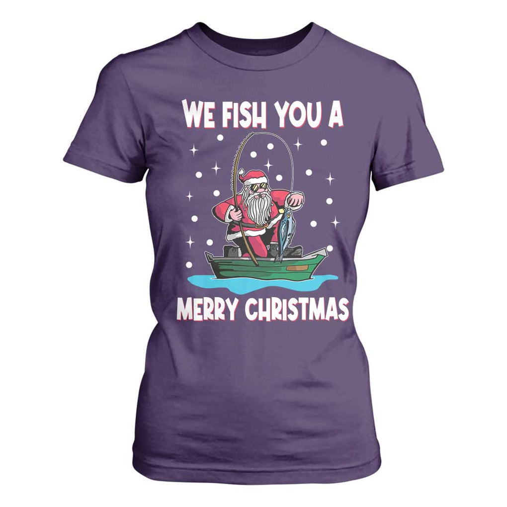 Santa Christmas Boat Fishing T Shirt For Women We Fish You A Merry Xmas Fisherman TS02 Purple Print Your Wear