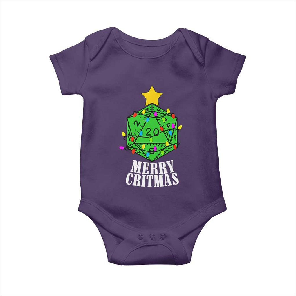 Christmas Gamer Baby Onesie Merry Critmas D20 RPG Gaming Xmas Tree TS02 Purple Print Your Wear