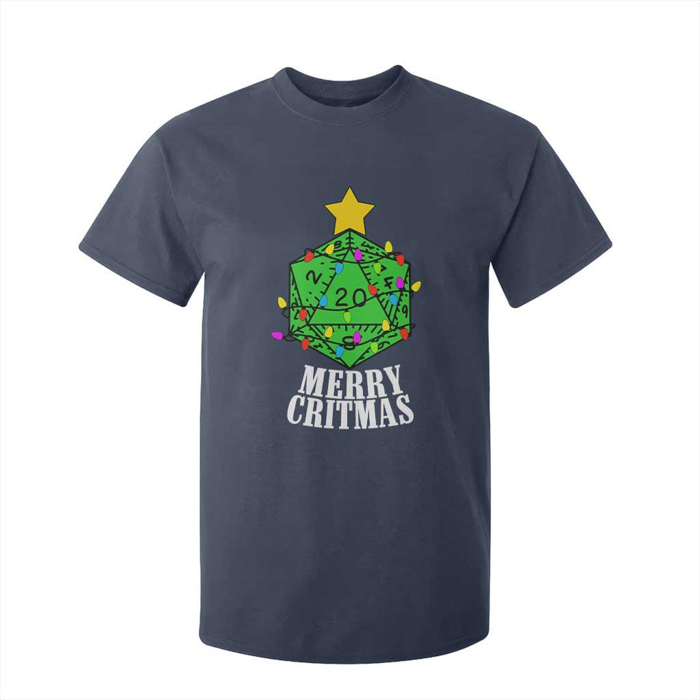 Christmas Gamer T Shirt For Kid Merry Critmas D20 RPG Gaming Xmas Tree TS02 Navy Print Your Wear