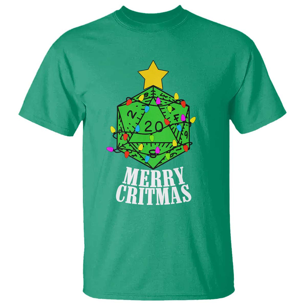 Christmas Gamer T Shirt Merry Critmas D20 RPG Gaming Xmas Tree TS02 Irish Green Print Your Wear