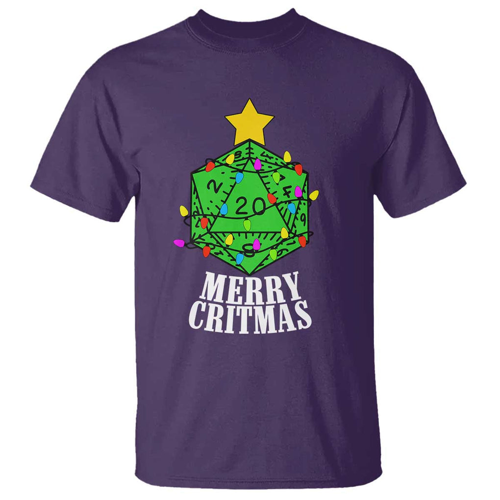 Christmas Gamer T Shirt Merry Critmas D20 RPG Gaming Xmas Tree TS02 Purple Print Your Wear