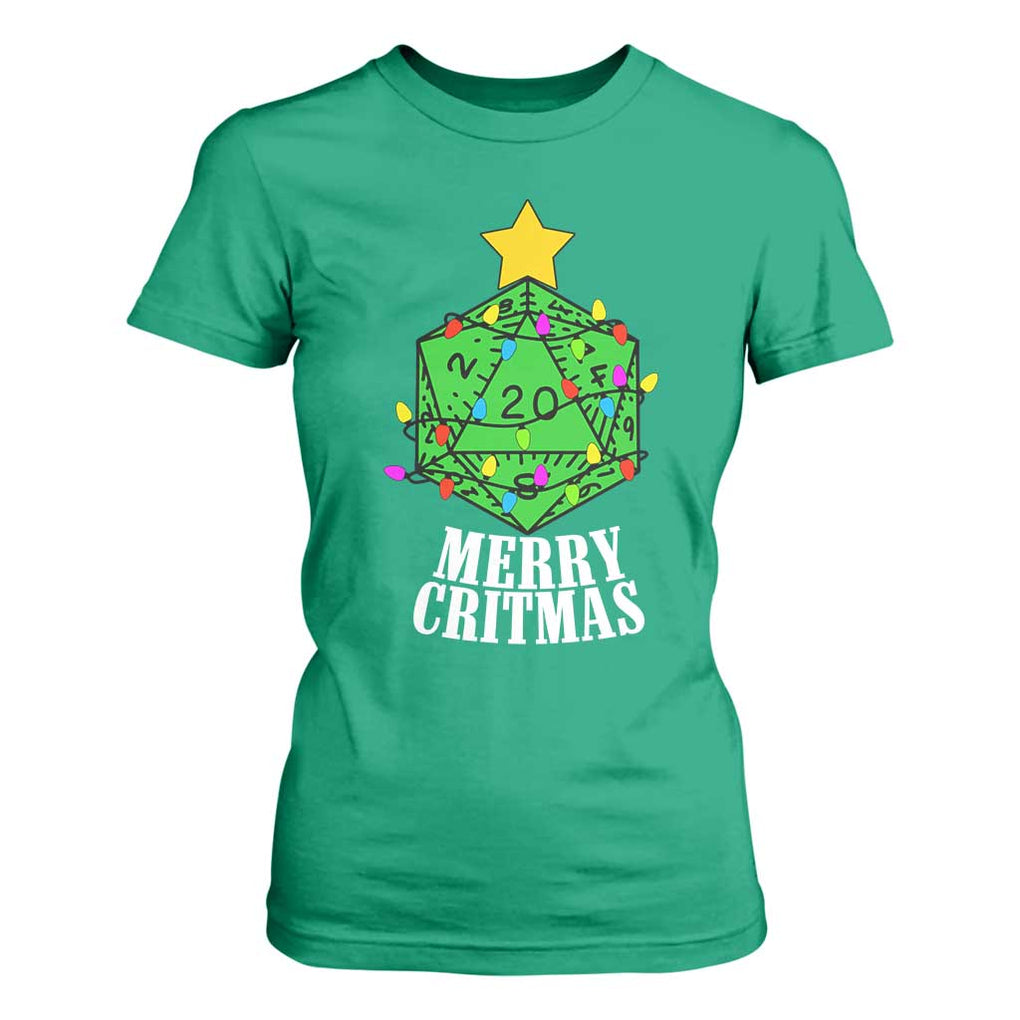 Christmas Gamer T Shirt For Women Merry Critmas D20 RPG Gaming Xmas Tree TS02 Irish Green Print Your Wear