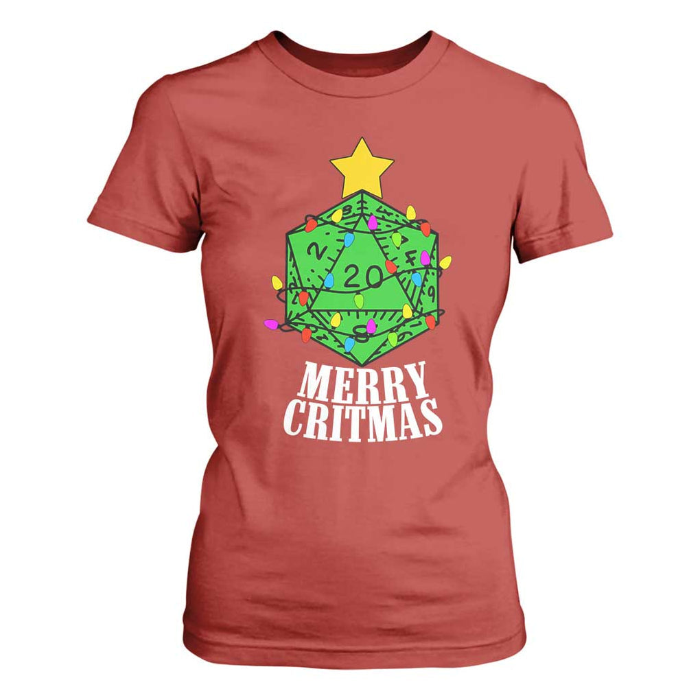 Christmas Gamer T Shirt For Women Merry Critmas D20 RPG Gaming Xmas Tree TS02 Red Print Your Wear