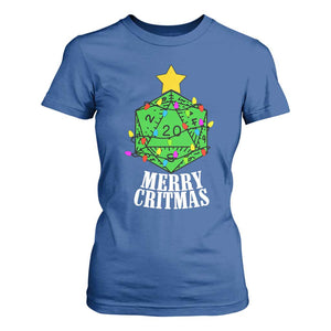 Christmas Gamer T Shirt For Women Merry Critmas D20 RPG Gaming Xmas Tree TS02 Royal Blue Print Your Wear