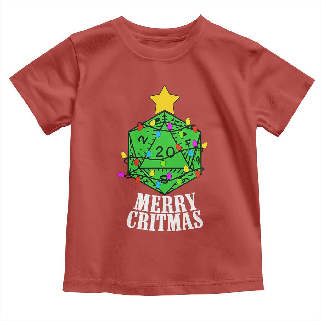 Christmas Gamer Toddler T Shirt Merry Critmas D20 RPG Gaming Xmas Tree TS02 Red Print Your Wear