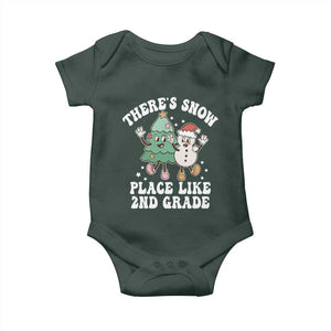 Christmas Teacher Baby Onesie Theres Snow Place Like 2nd Grade Merry Xmas Retro Groovy TS02 Print Your Wear