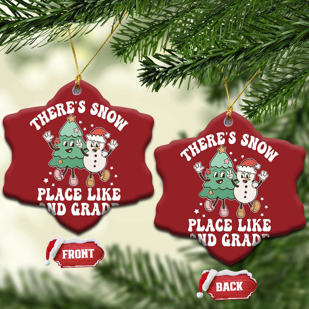 XmasTeacher Christmas Ornament Theres Snow Place Like 2nd Grade Merry Xmas Retro Groovy TS02 Snow Flake Red Print Your Wear