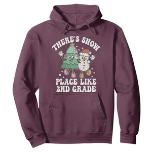 Christmas Teacher Hoodie Theres Snow Place Like 2nd Grade Merry Xmas Retro Groovy TS02 Maroon Print Your Wear