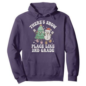 Christmas Teacher Hoodie Theres Snow Place Like 2nd Grade Merry Xmas Retro Groovy TS02 Purple Print Your Wear