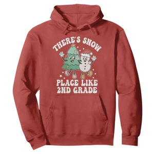 Christmas Teacher Hoodie Theres Snow Place Like 2nd Grade Merry Xmas Retro Groovy TS02 Red Print Your Wear