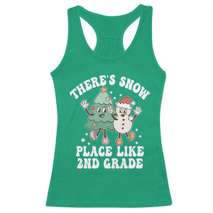 Christmas Teacher Racerback Tank Top Theres Snow Place Like 2nd Grade Merry Xmas Retro Groovy TS02 Irish Green Print Your Wear