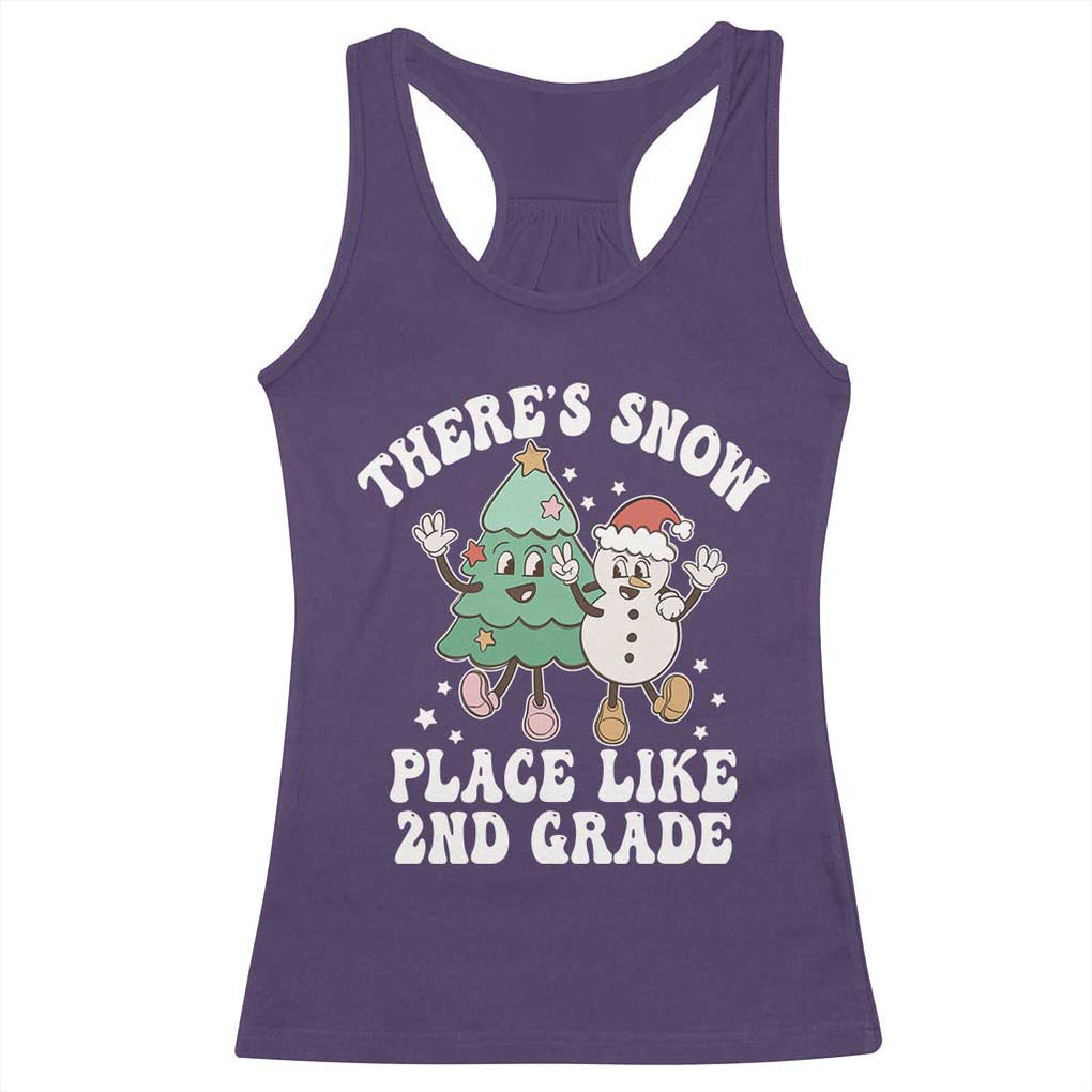 Christmas Teacher Racerback Tank Top Theres Snow Place Like 2nd Grade Merry Xmas Retro Groovy TS02 Purple Print Your Wear