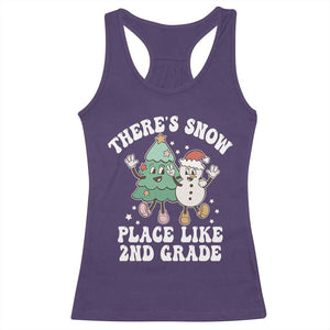 Christmas Teacher Racerback Tank Top Theres Snow Place Like 2nd Grade Merry Xmas Retro Groovy TS02 Purple Print Your Wear