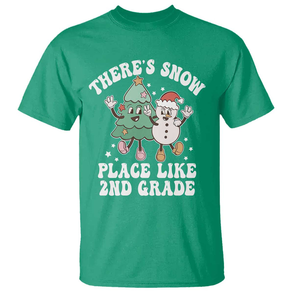 Christmas Teacher T Shirt Theres Snow Place Like 2nd Grade Merry Xmas Retro Groovy TS02 Irish Green Print Your Wear