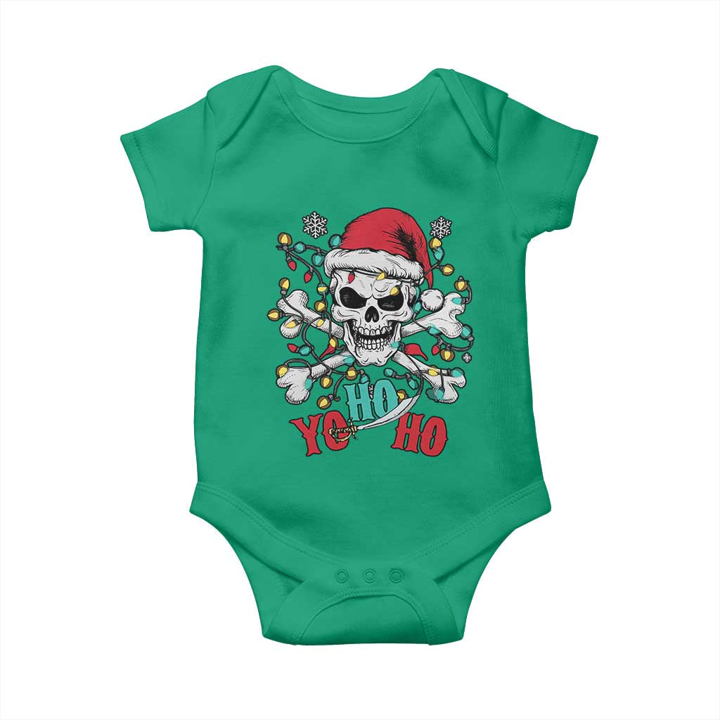 Christmas Pirate Skull Baby Onesie Yo Ho Ho Boat Cruise Xmas Crossbones TS02 Irish Green Print Your Wear