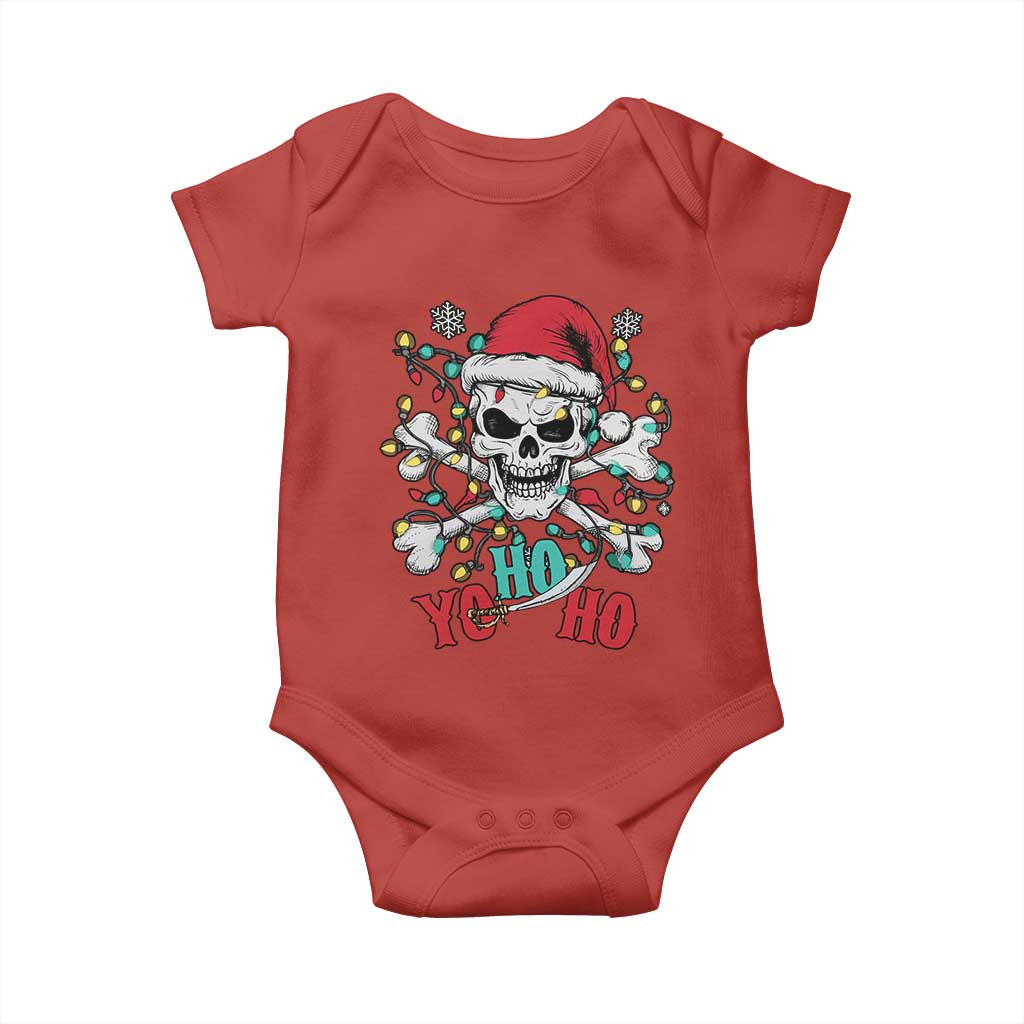 Christmas Pirate Skull Baby Onesie Yo Ho Ho Boat Cruise Xmas Crossbones TS02 Red Print Your Wear