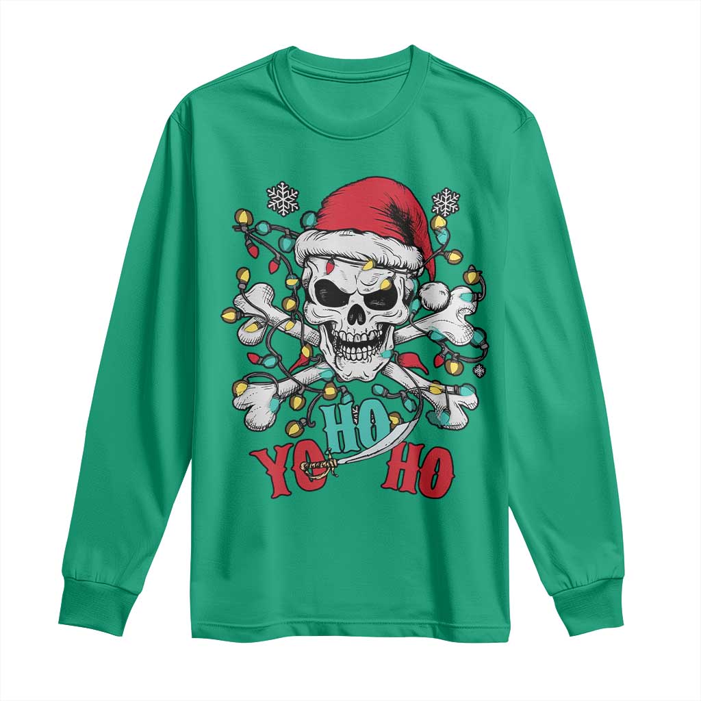 Christmas Pirate Skull Long Sleeve Shirt Yo Ho Ho Boat Cruise Xmas Crossbones TS02 Irish Green Print Your Wear