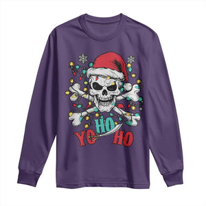 Christmas Pirate Skull Long Sleeve Shirt Yo Ho Ho Boat Cruise Xmas Crossbones TS02 Purple Print Your Wear