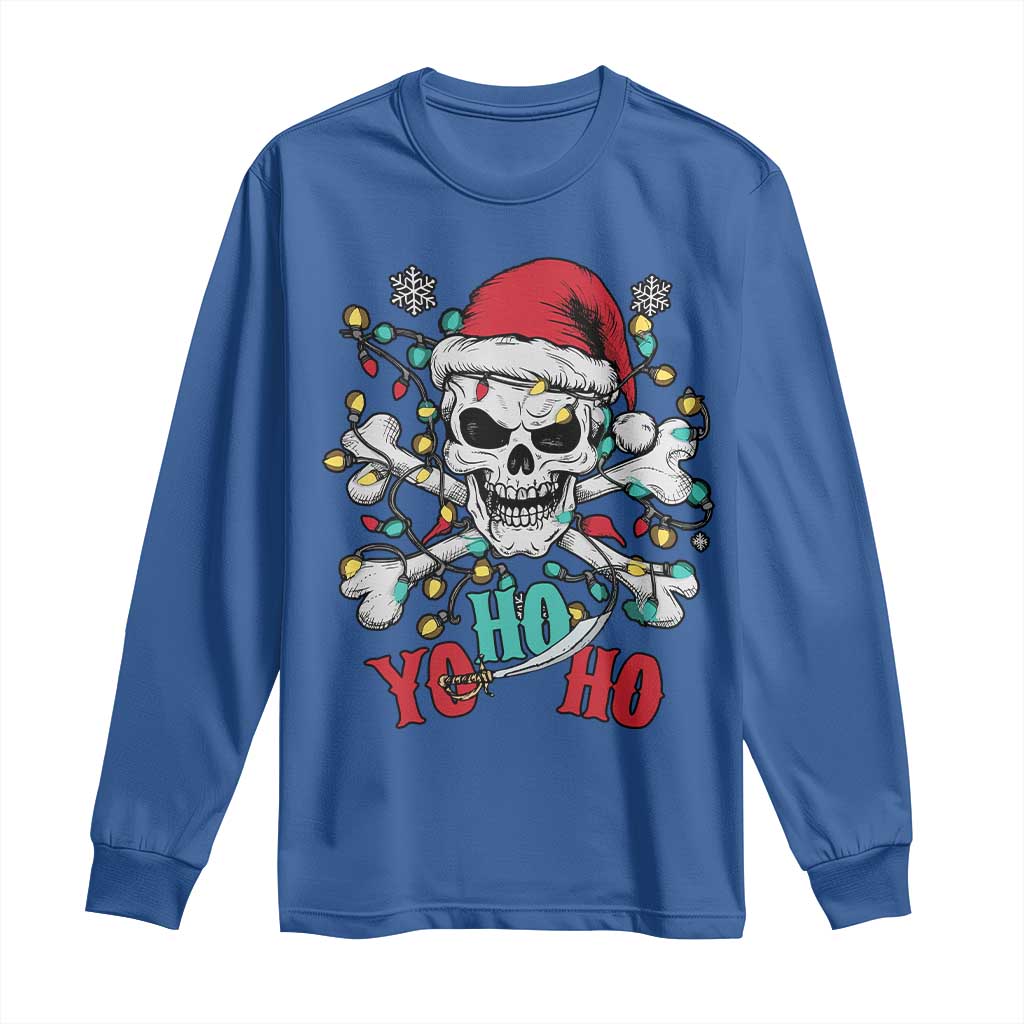 Christmas Pirate Skull Long Sleeve Shirt Yo Ho Ho Boat Cruise Xmas Crossbones TS02 Royal Blue Print Your Wear