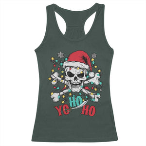 Christmas Pirate Skull Racerback Tank Top Yo Ho Ho Boat Cruise Xmas Crossbones TS02 Dark Forest Green Print Your Wear