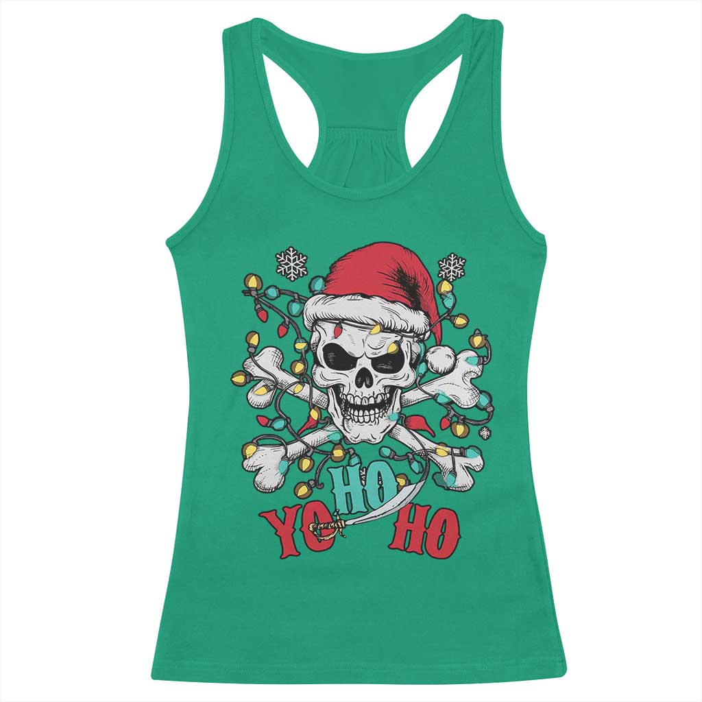 Christmas Pirate Skull Racerback Tank Top Yo Ho Ho Boat Cruise Xmas Crossbones TS02 Irish Green Print Your Wear