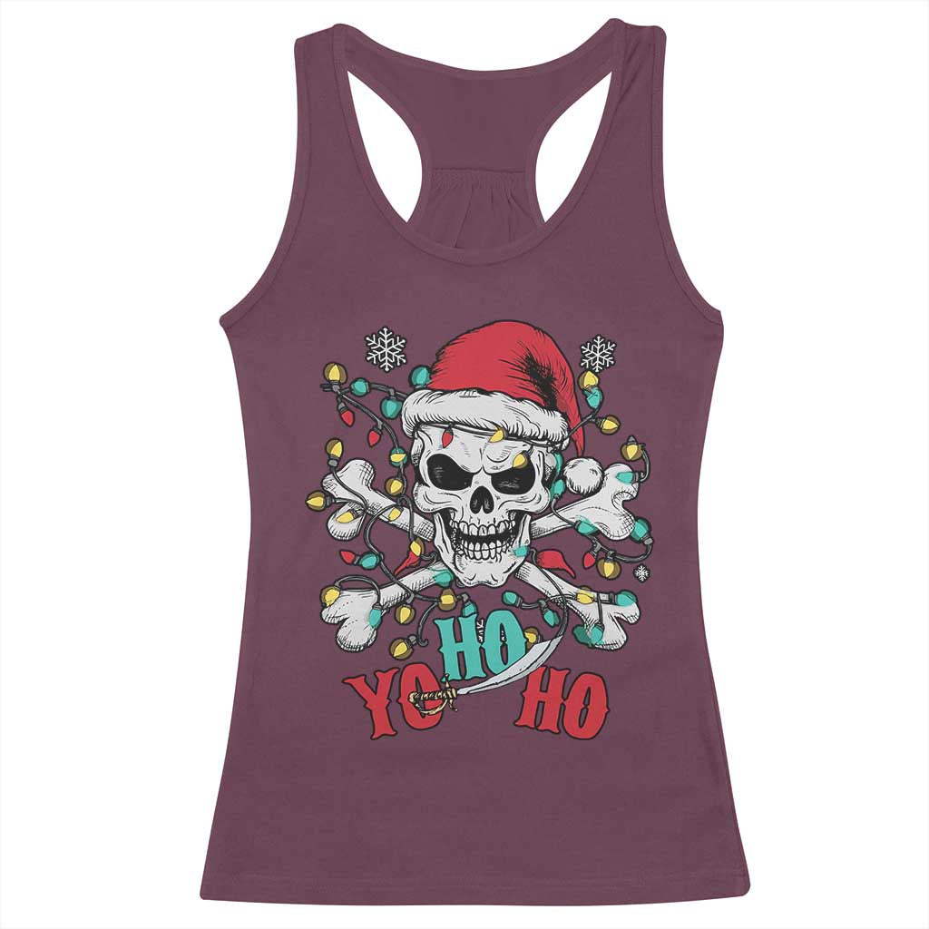 Christmas Pirate Skull Racerback Tank Top Yo Ho Ho Boat Cruise Xmas Crossbones TS02 Maroon Print Your Wear