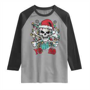 Christmas Pirate Skull Raglan Shirt Yo Ho Ho Boat Cruise Xmas Crossbones TS02 Sport Gray Black Print Your Wear