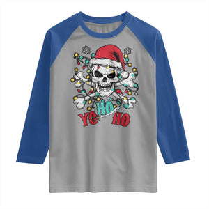 Christmas Pirate Skull Raglan Shirt Yo Ho Ho Boat Cruise Xmas Crossbones TS02 Sport Gray Royal Print Your Wear
