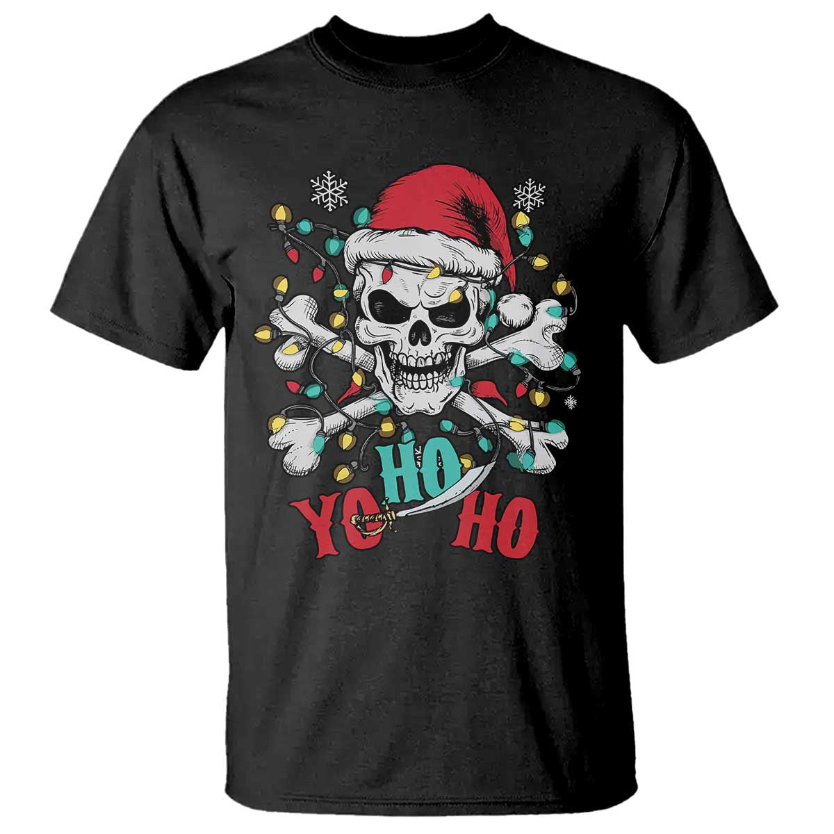 Christmas Pirate Skull T Shirt Yo Ho Ho Boat Cruise Xmas Crossbones TS02 Black Print Your Wear