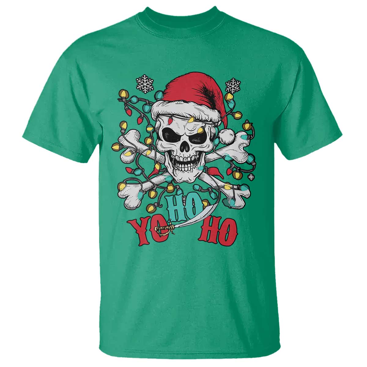 Christmas Pirate Skull T Shirt Yo Ho Ho Boat Cruise Xmas Crossbones TS02 Irish Green Print Your Wear