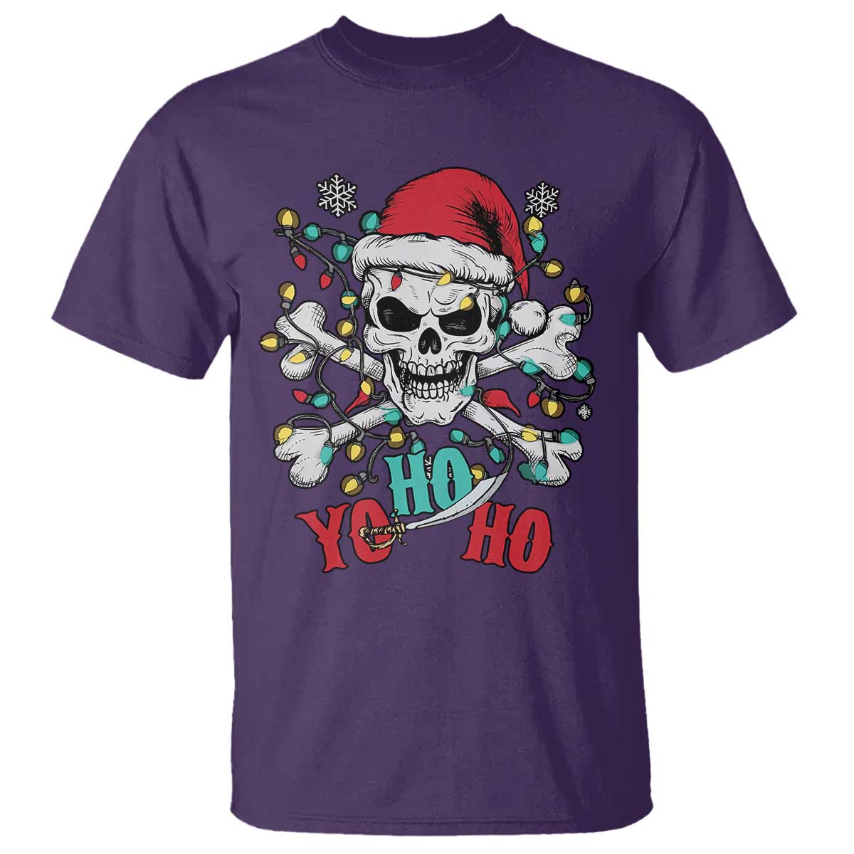 Christmas Pirate Skull T Shirt Yo Ho Ho Boat Cruise Xmas Crossbones TS02 Purple Print Your Wear